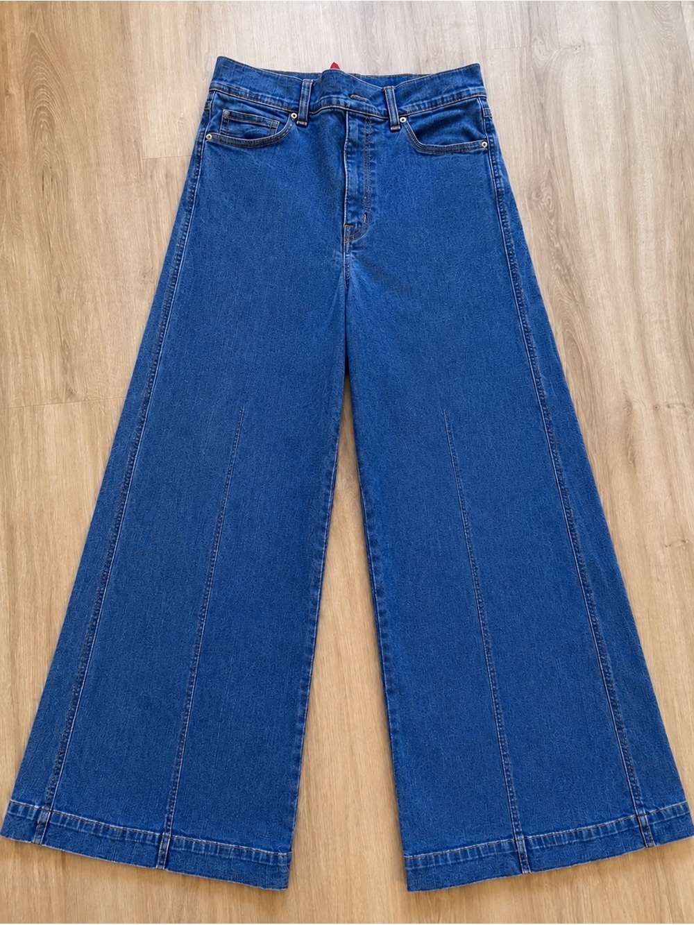 SPANX Wide Leg Flare Jeans in True Blue Denim